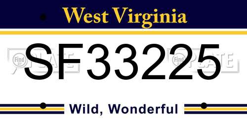 SF33225 West Virginia License Plate