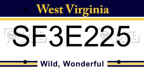SF3E225 West Virginia License Plate