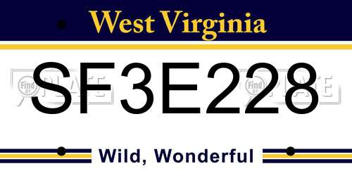 SF3E228 West Virginia License Plate