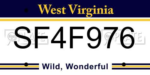 SF4F976 West Virginia License Plate