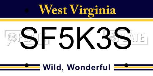 SF5K3S West Virginia License Plate