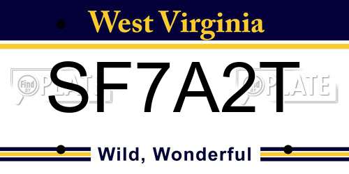 SF7A2T West Virginia License Plate