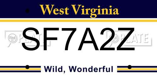 SF7A2Z West Virginia License Plate