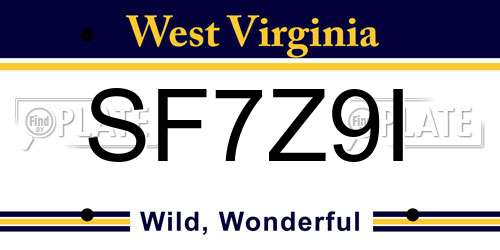 SF7Z9I West Virginia License Plate