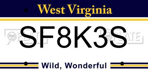 SF8K3S West Virginia License Plate