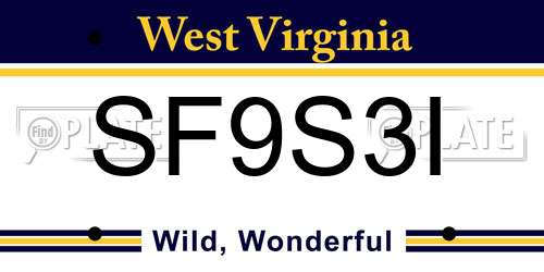 SF9S3I West Virginia License Plate