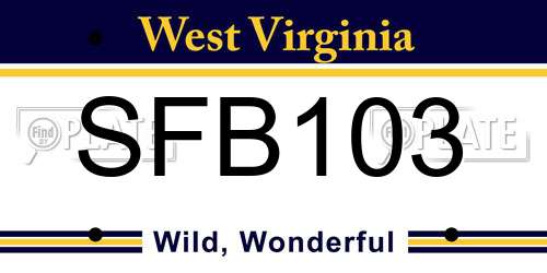 SFB103 West Virginia License Plate