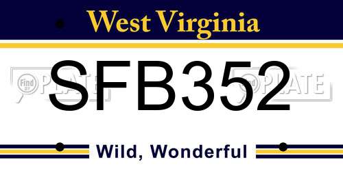 SFB352 West Virginia License Plate