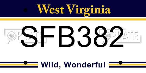 SFB382 West Virginia License Plate