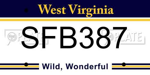 SFB387 West Virginia License Plate