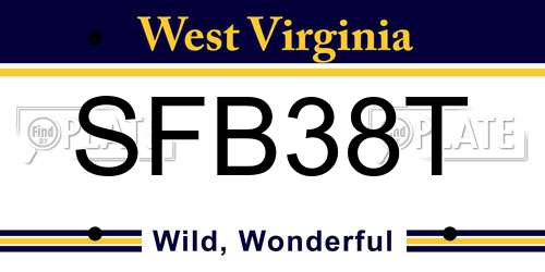 SFB38T West Virginia License Plate