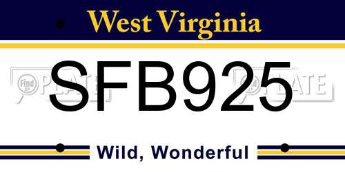 SFB925 West Virginia License Plate