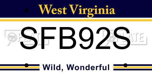 SFB92S West Virginia License Plate