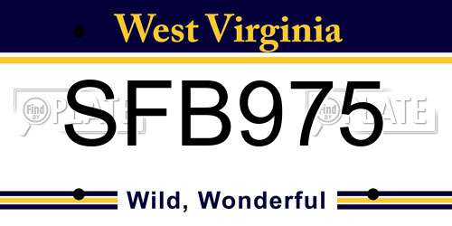 SFB975 West Virginia License Plate