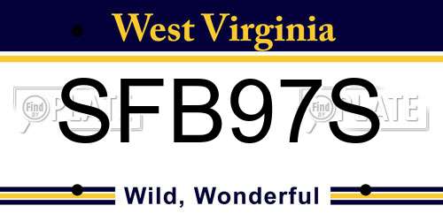 SFB97S West Virginia License Plate