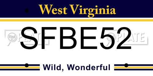 SFBE52 West Virginia License Plate