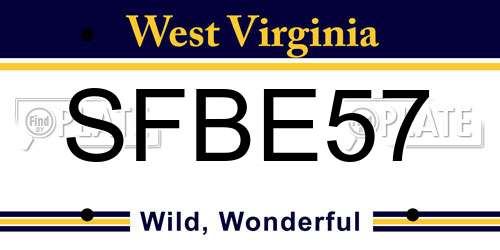SFBE57 West Virginia License Plate