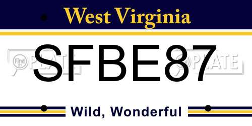 SFBE87 West Virginia License Plate