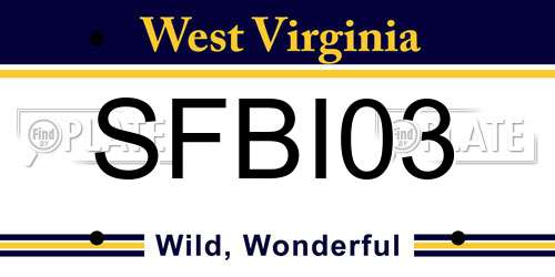 SFBI03 West Virginia License Plate