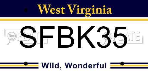SFBK35 West Virginia License Plate