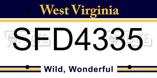 SFD4335 West Virginia License Plate