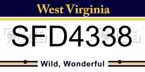 SFD4338 West Virginia License Plate