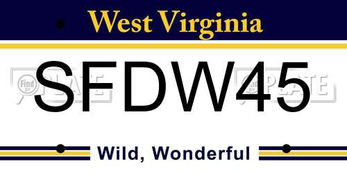 SFDW45 West Virginia License Plate