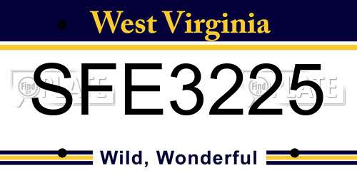 SFE3225 West Virginia License Plate