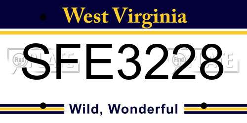 SFE3228 West Virginia License Plate