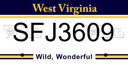SFJ3609 West Virginia License Plate