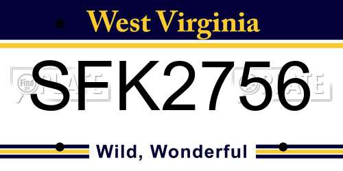 SFK2756 West Virginia License Plate