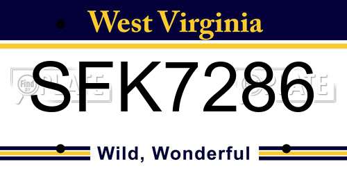 SFK7286 West Virginia License Plate