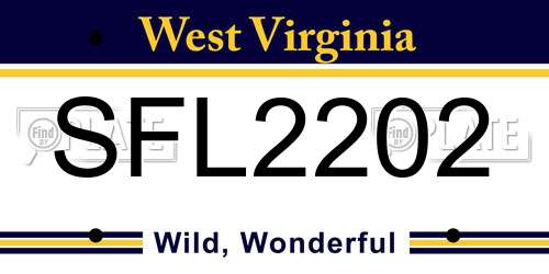 SFL2202 West Virginia License Plate
