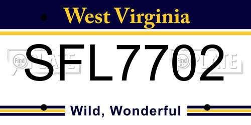 SFL7702 West Virginia License Plate
