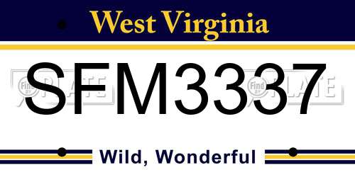 SFM3337 West Virginia License Plate