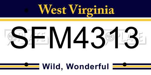 SFM4313 West Virginia License Plate
