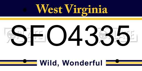 SFO4335 West Virginia License Plate