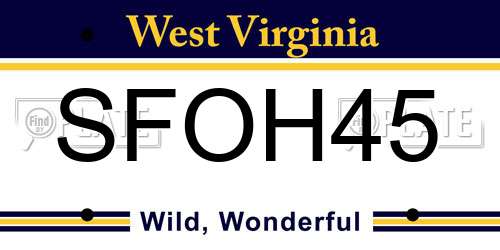 SFOH45 West Virginia License Plate