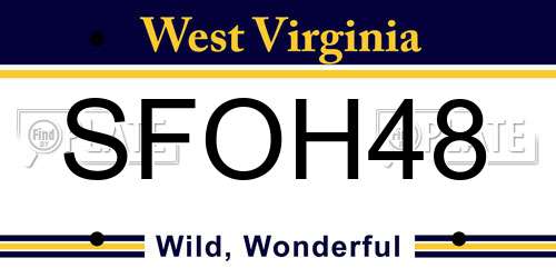 SFOH48 West Virginia License Plate