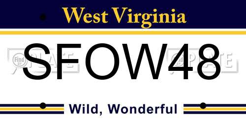 SFOW48 West Virginia License Plate