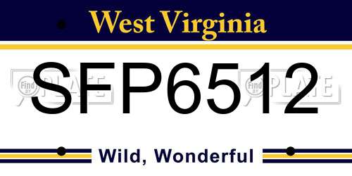 SFP6512 West Virginia License Plate