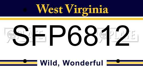 SFP6812 West Virginia License Plate