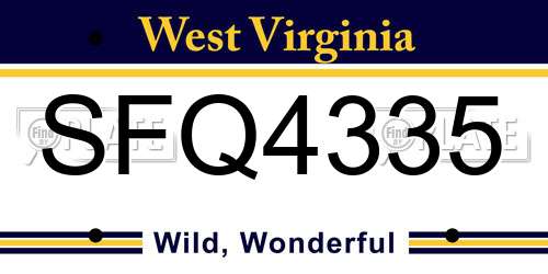 SFQ4335 West Virginia License Plate