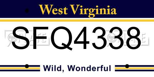 SFQ4338 West Virginia License Plate