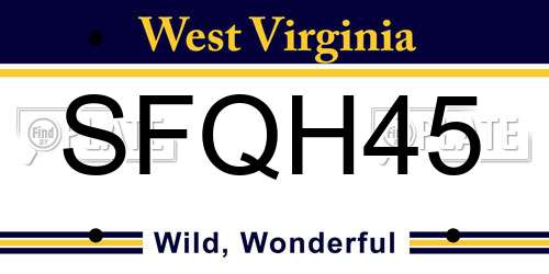 SFQH45 West Virginia License Plate