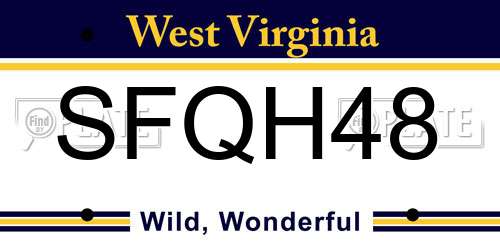 SFQH48 West Virginia License Plate