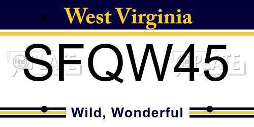 SFQW45 West Virginia License Plate