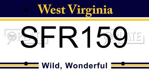 SFR159 West Virginia License Plate