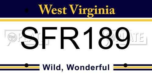 SFR189 West Virginia License Plate