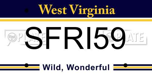 SFRI59 West Virginia License Plate